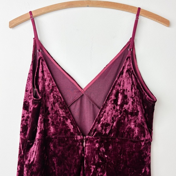 Magnolia South Crushed Velvet Babydoll Mini Dress Womens M Burgundy Y2K Grunge - Picture 4 of 8